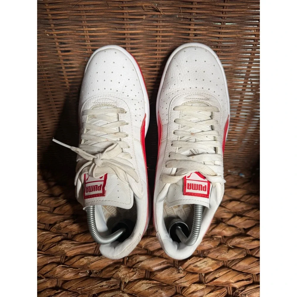 Puma GV Special White Red Leather Low‎ Top Sneakers Womens